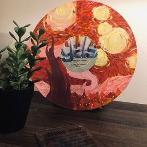 Pink starry night painted record